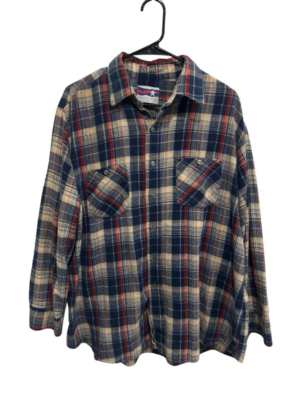 American Edition XL Plaid Flannel Button-Up Shirt Multicolor Grungecore Retro